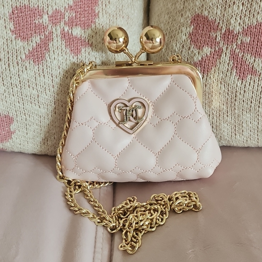 Juicy Couture Pink Quilted Mini Crossbody with Gold Hardware